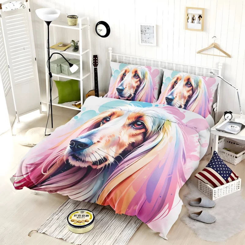 Silky-Coated Beauty Afghan Hound Dog Bedding Set