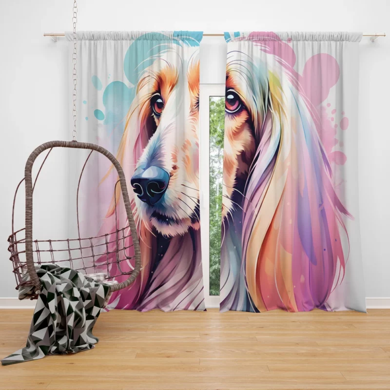 Silky-Coated Beauty Afghan Hound Dog Curtain