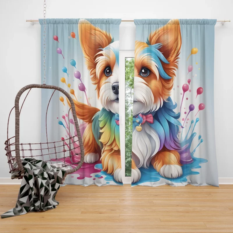 Sleek Charm Silky Terrier Dog Curtain