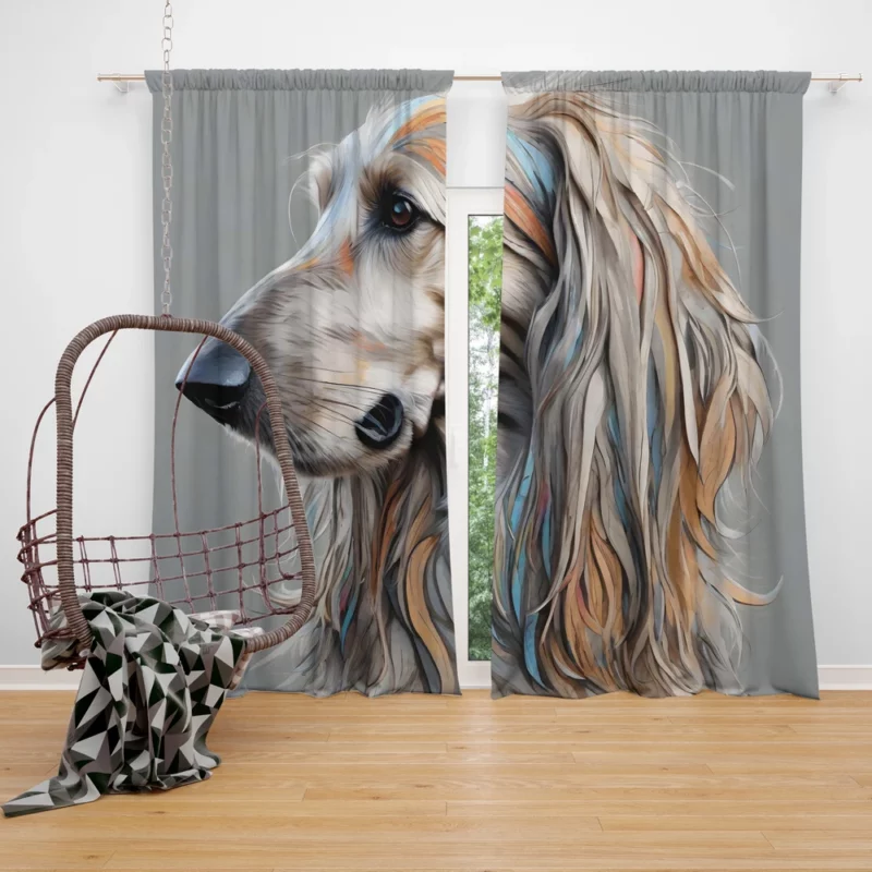 Sleek and Stylish Afghan Hound Dog Curtain