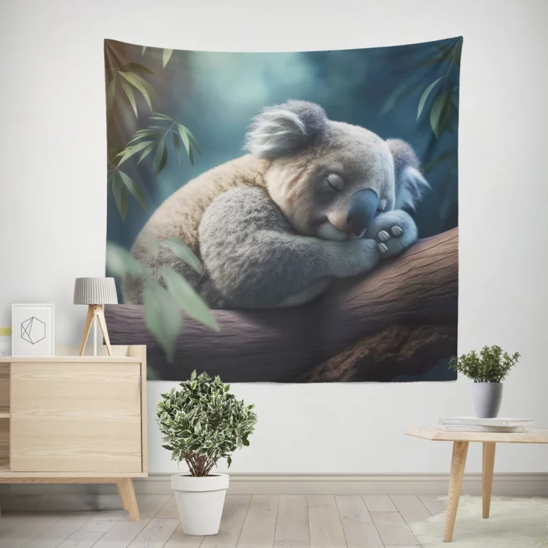 Sleeping Koala Close-Up Wall Tapestry