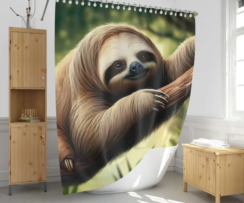 Sloth Lounging on a Branch Shower Curtain 1
