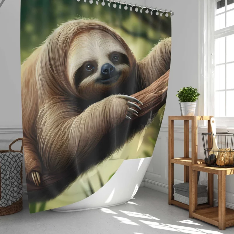 Sloth Lounging on a Branch Shower Curtain