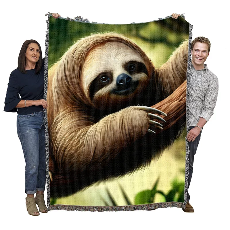 Sloth Lounging on a Branch Woven Blanket