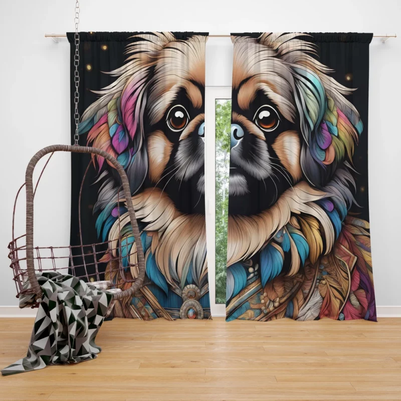 Small and Mighty Pekingese Dog Curtain