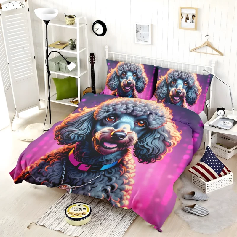 Smart and Fluffy Poodle Dog Bedding Set