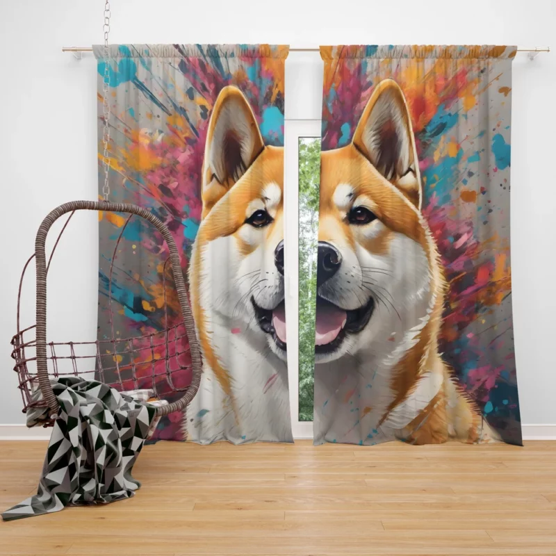 Smart and Loyal Shiba Inu Dog Curtain