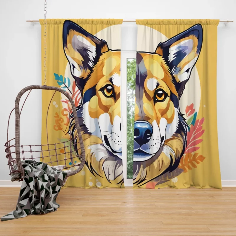 Smart and Loyal Shikoku Dog Curtain