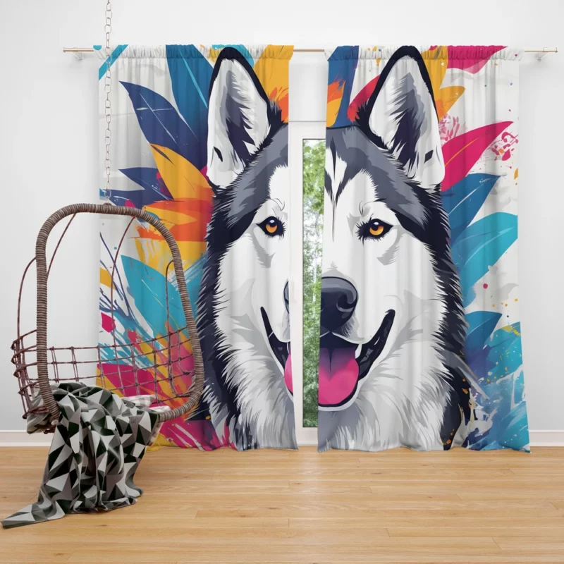 Smart and Loyal Siberian Husky Curtain