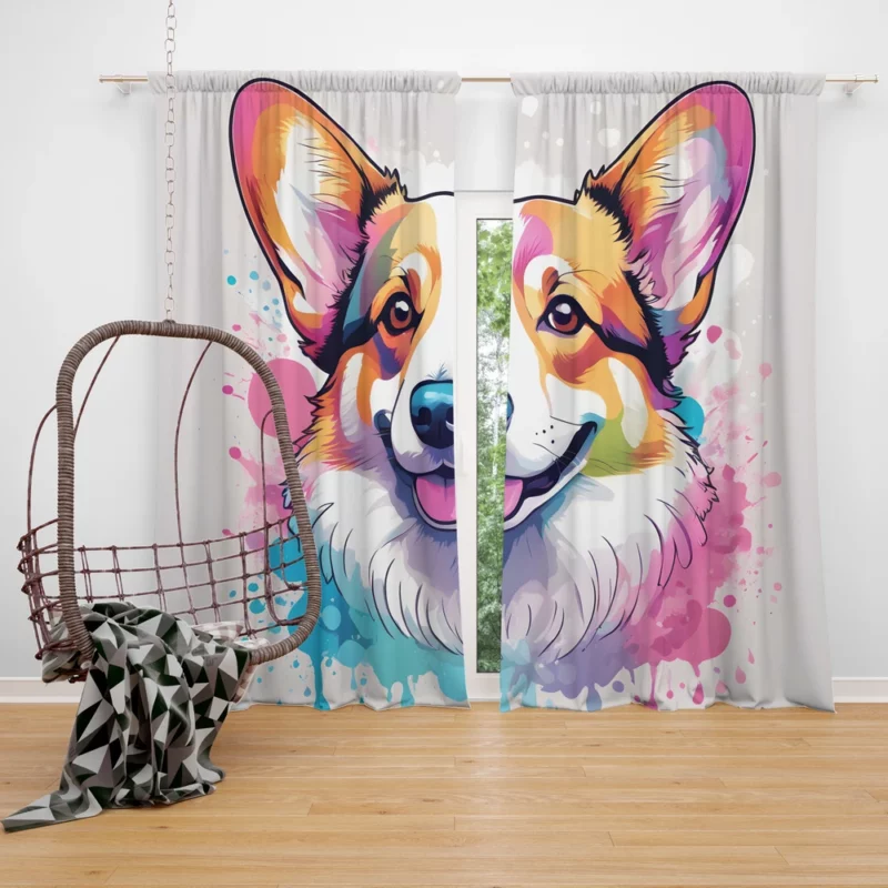 Smart and Loyal Welsh Corgi Duo Curtain