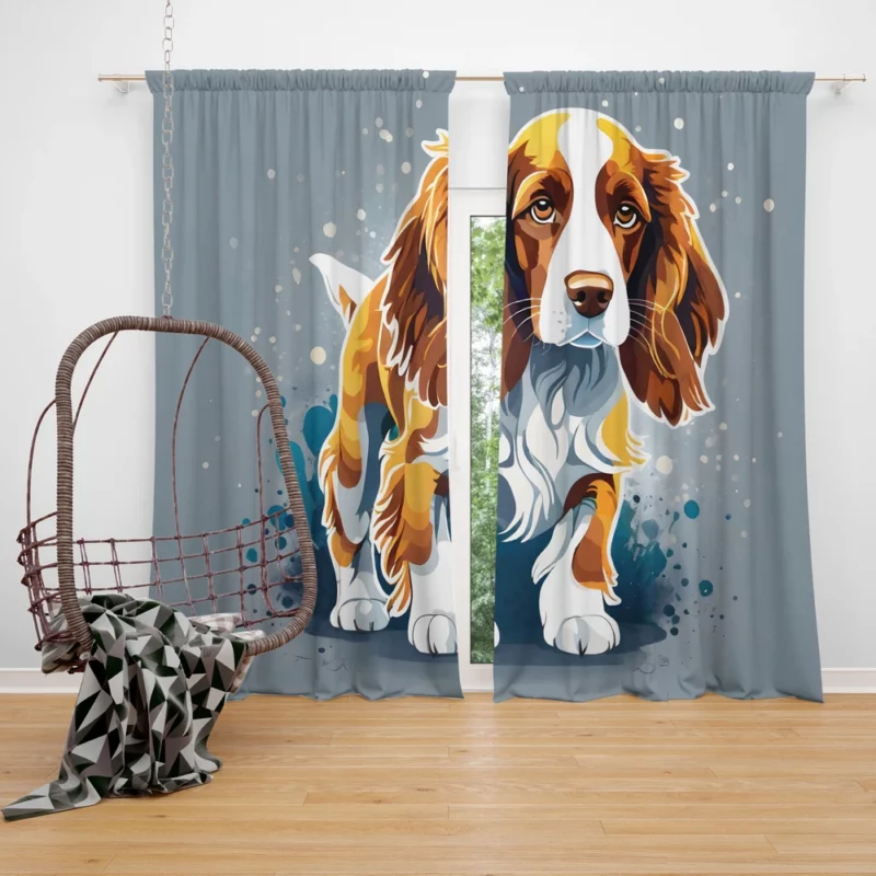 Smart and Loyal Welsh Springer Spaniel Dog Curtain