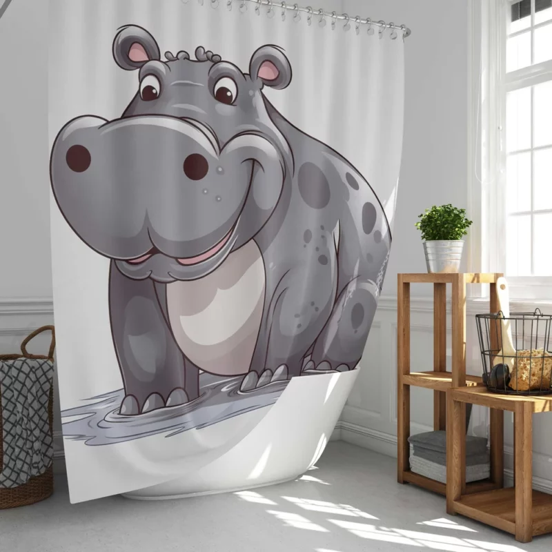 Smiling Hippo in the Water Shower Curtain