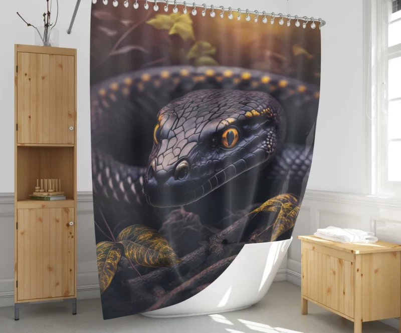 Snake Close Up Portrait Shower Curtain 1