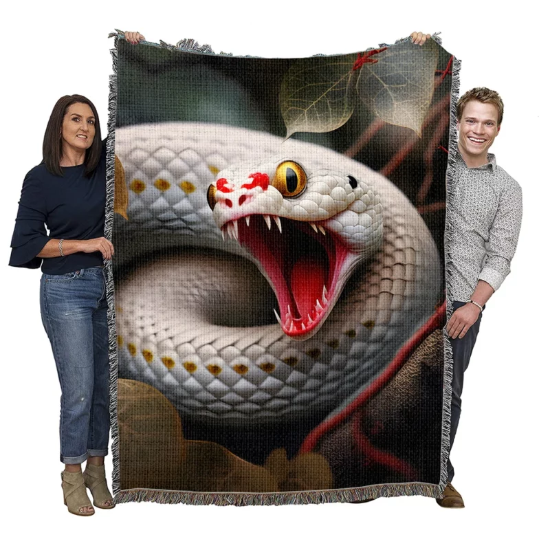 Snake Mysterious Tree Stare Woven Blanket