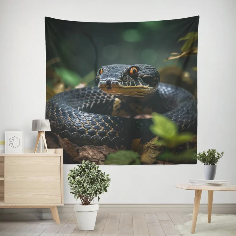 Snake With Yellow Eyes Wall Tapestry