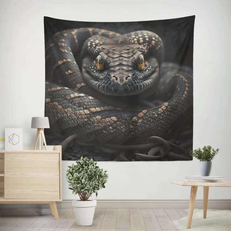 Snake on Rocks Wall Tapestry