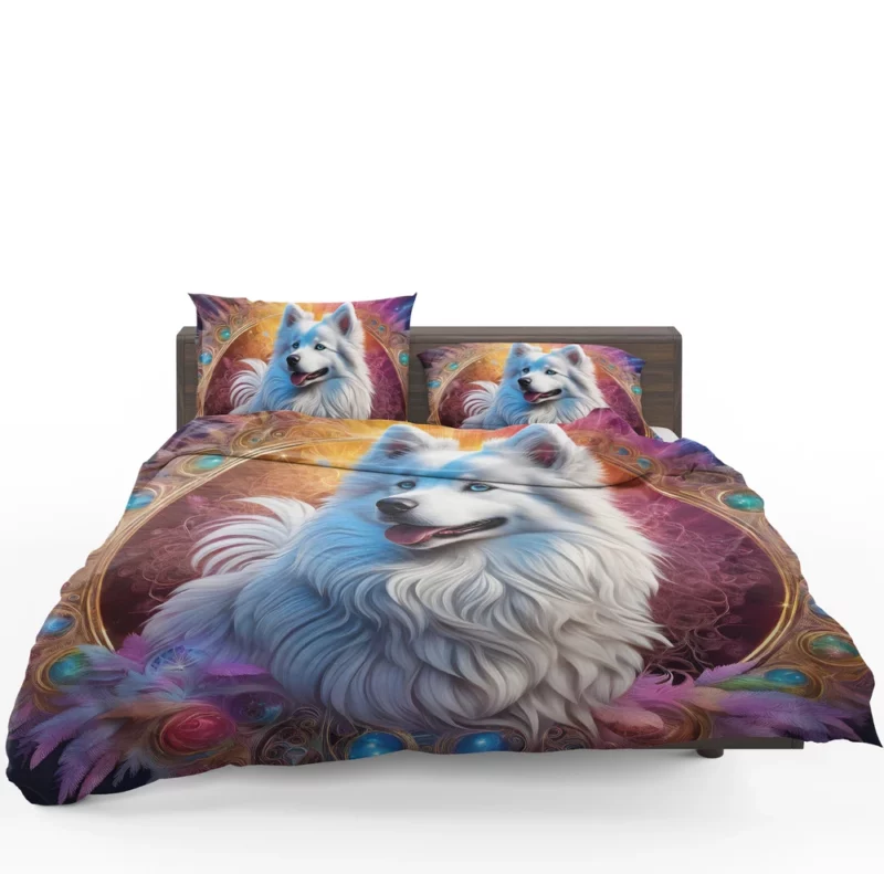 Snowy American Eskimo Dog Friend Bedding Set 1