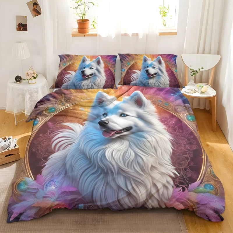 Snowy American Eskimo Dog Friend Bedding Set 2