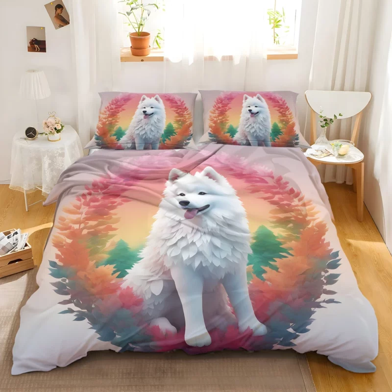 Snowy Charm Samoyed Dog Breed Bedding Set 2