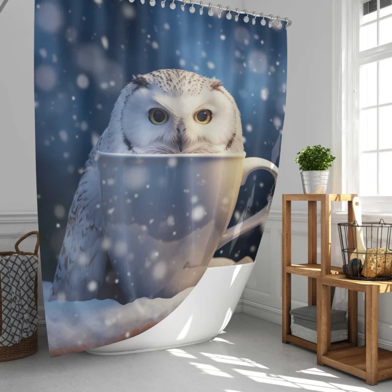 Snowy Owl Mug Mockup Shower Curtain