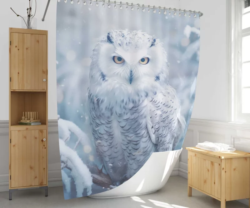 Snowy Owl Portrait Shower Curtain 1