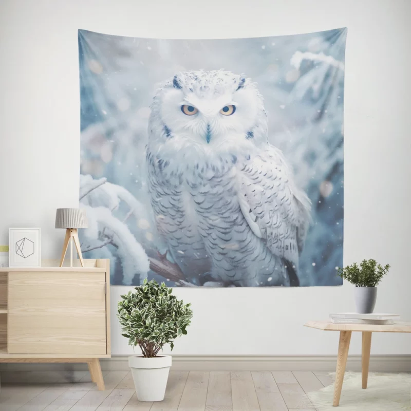 Snowy Owl Portrait Wall Tapestry