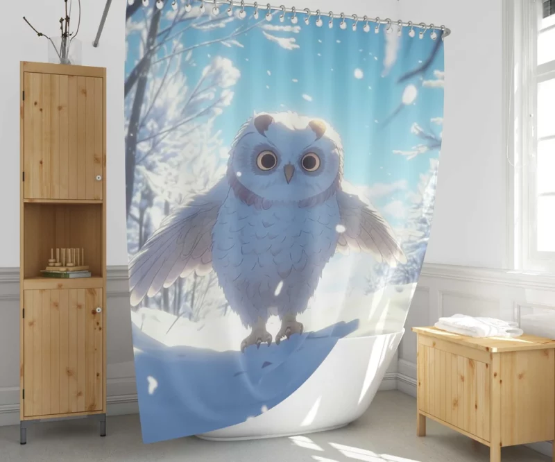 Snowy Owl Wallpaper Shower Curtain 1