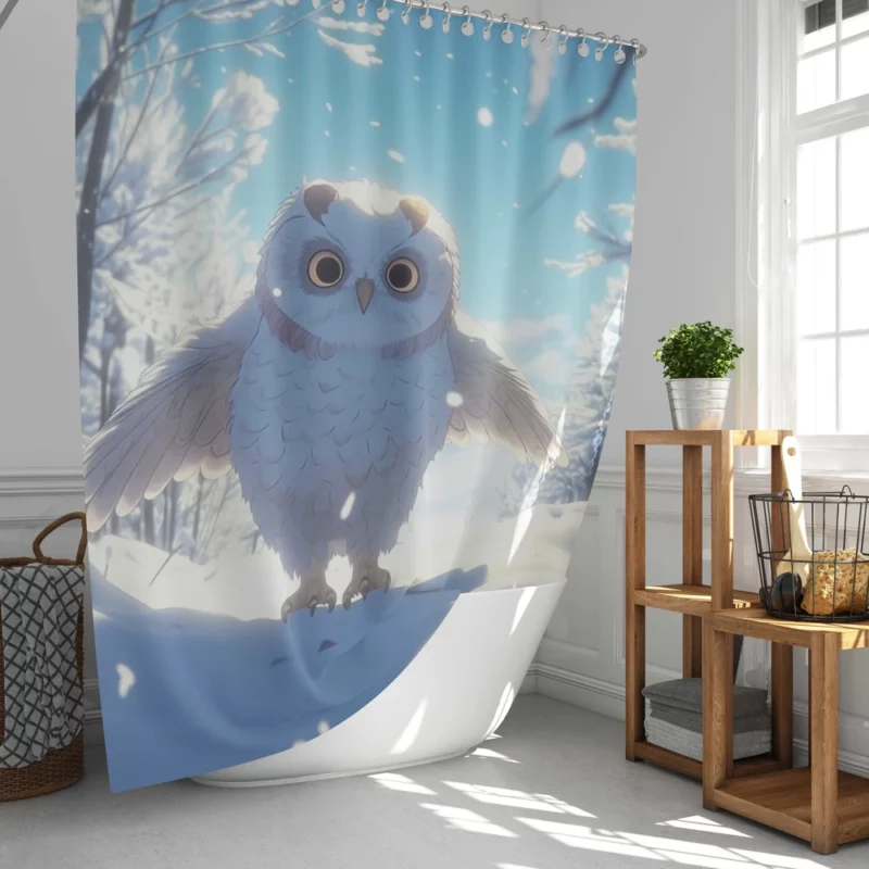 Snowy Owl Wallpaper Shower Curtain