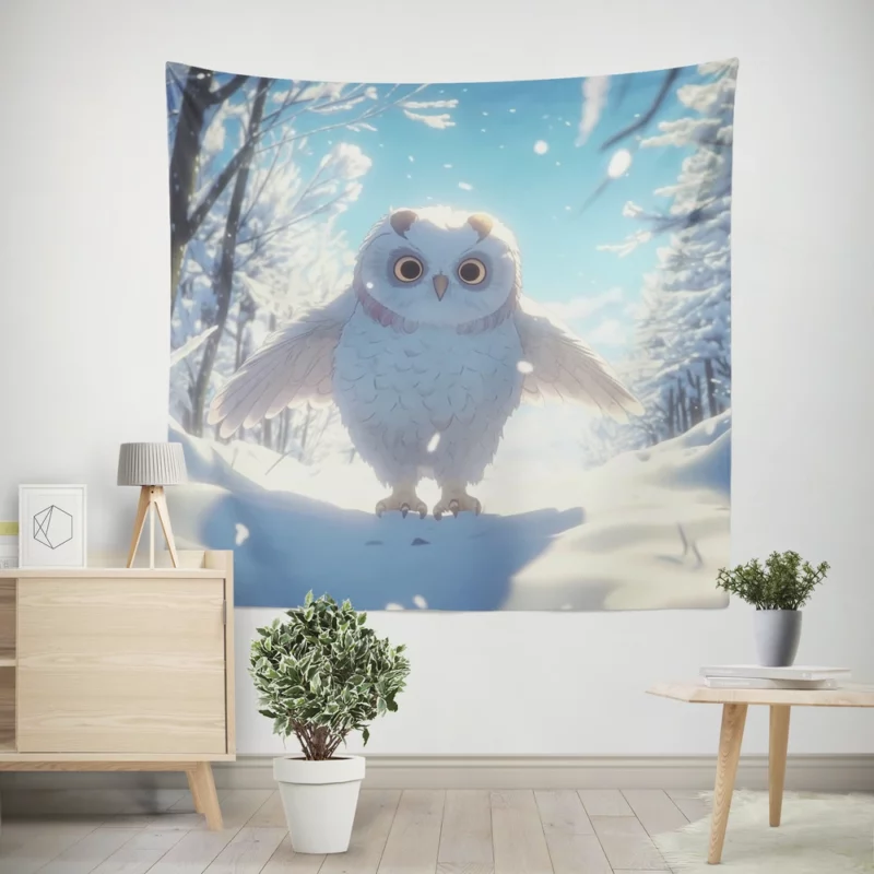 Snowy Owl Wallpaper Wall Tapestry