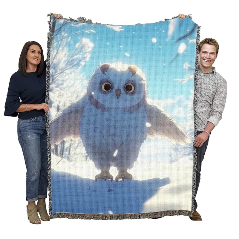 Snowy Owl Wallpaper Woven Blanket