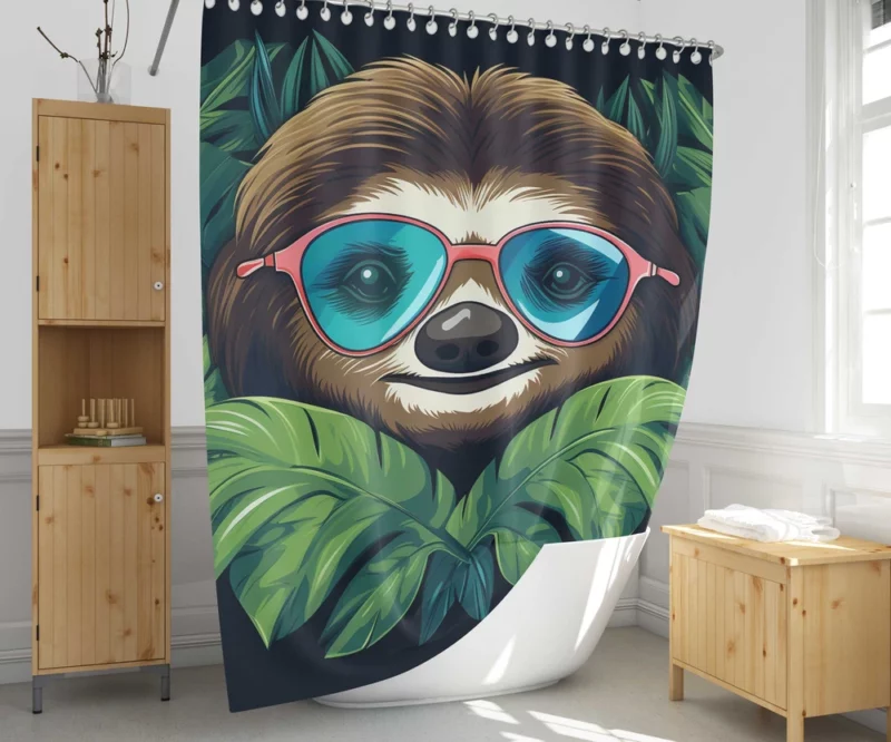 Specially Designed Sloth Graphics Shower Curtain 1