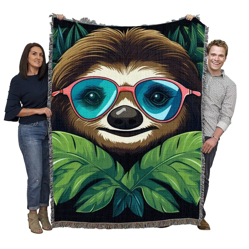 Specially Designed Sloth Graphics Woven Blanket