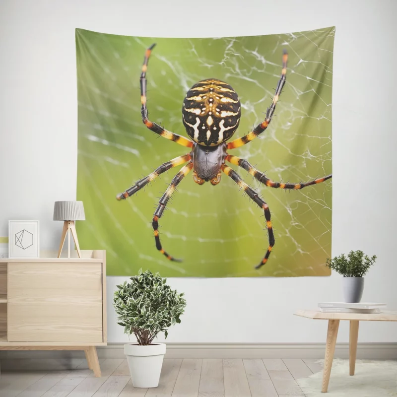 Spider in Web Portrait Wall Tapestry