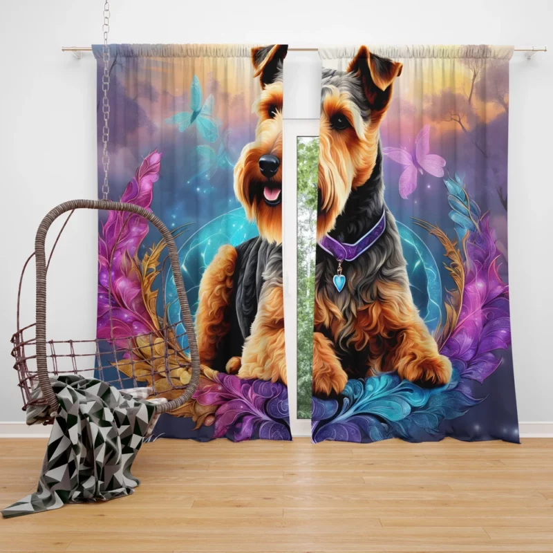 Spirited Beauty Welsh Terrier Dog Curtain