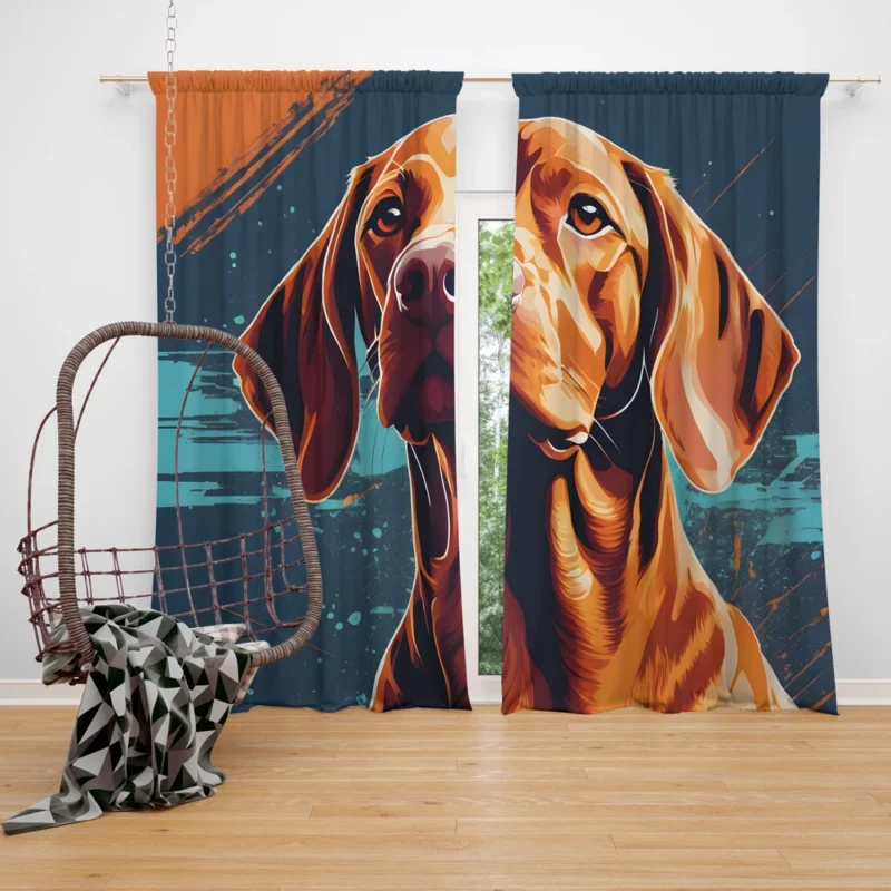 Sporting Joy Playful Vizsla Companion Curtain