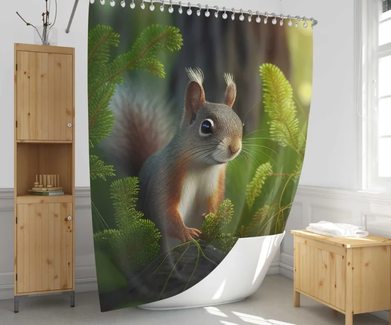 Squirrel AI-Enhanced Portrait Shower Curtain 1