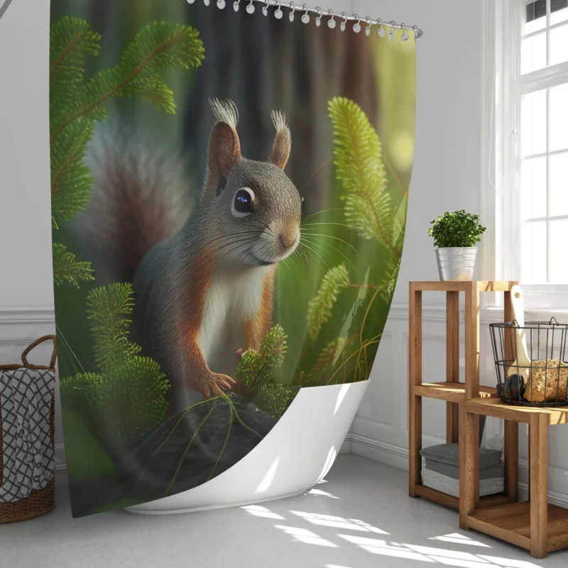 Squirrel AI-Enhanced Portrait Shower Curtain