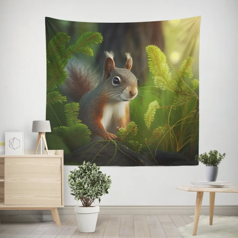 Squirrel AI-Enhanced Portrait Wall Tapestry