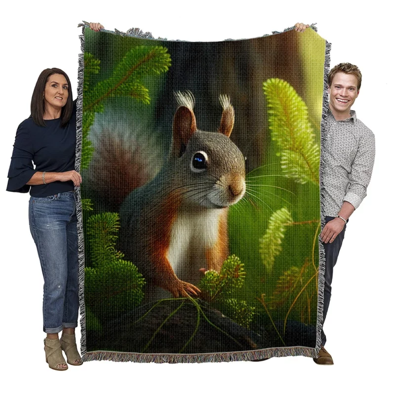 Squirrel AI-Enhanced Portrait Woven Blanket