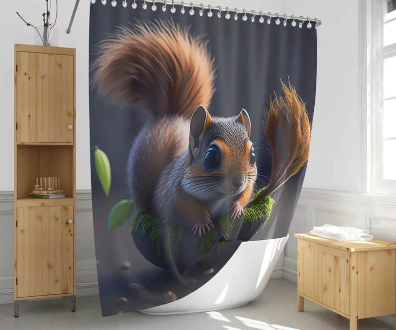 Squirrel Pot with Plant Shower Curtain 1