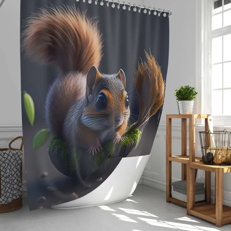 Squirrel Pot with Plant Shower Curtain