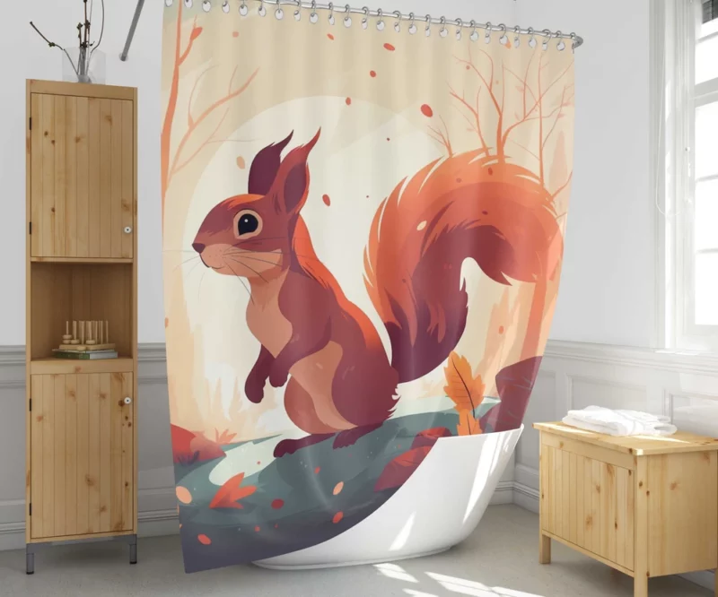 Squirrel Standing on Hind Legs in the Woods Shower Curtain 1