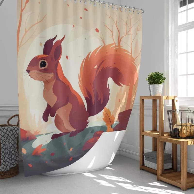 Squirrel Standing on Hind Legs in the Woods Shower Curtain