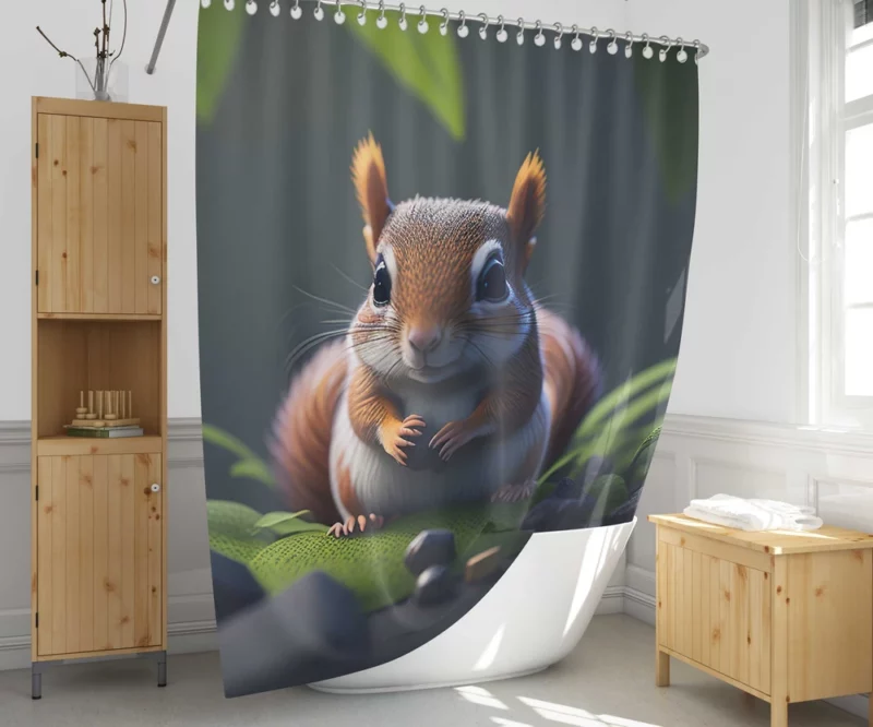 Squirrel in the Enchanted Jungle Shower Curtain 1