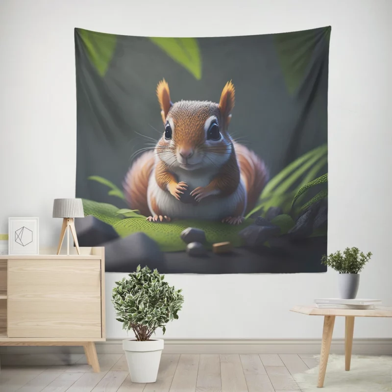 Squirrel in the Enchanted Jungle Wall Tapestry