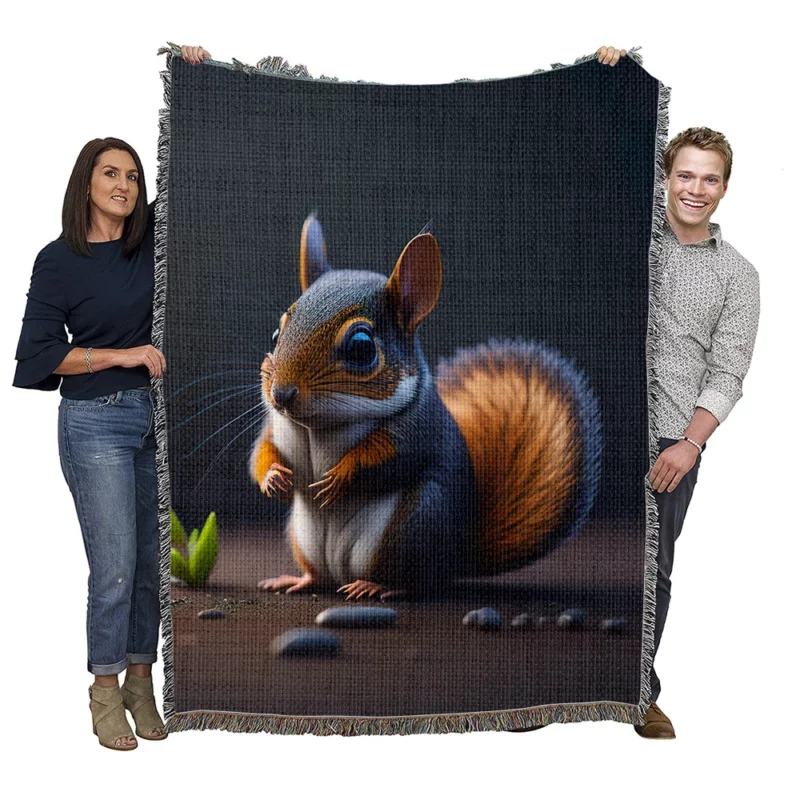 Squirrel with Bushy Tail by Rocky Outcrop Woven Blanket