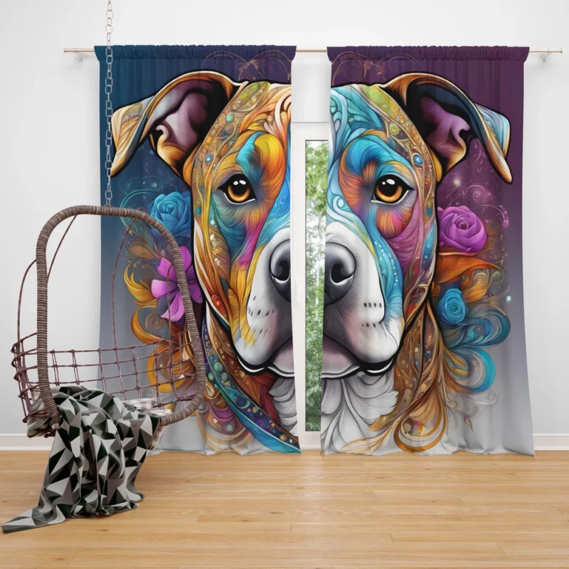 Staffordshire Bull Terrier Faithful Dog Curtain