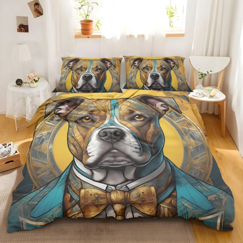 Staffordshire Bull Terrier Joy Playful Dog Bedding Set 2