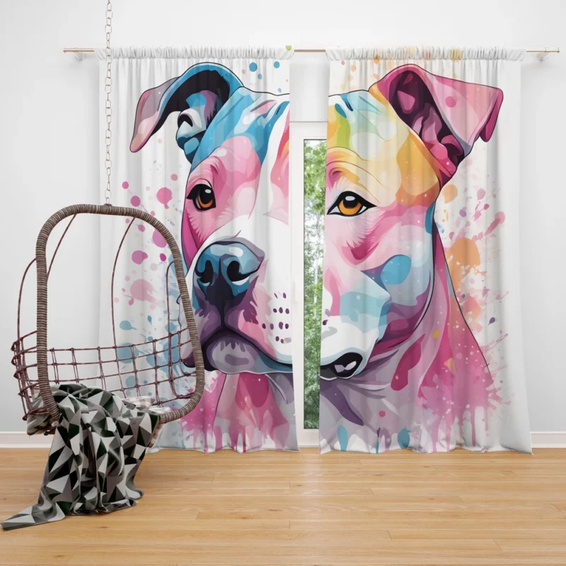 Staffordshire Bull Terrier Playful Dog Curtain