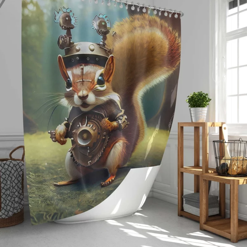 Steampunk Squirrel Fantasy Shower Curtain